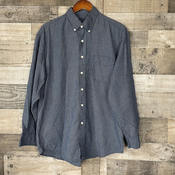 Basic Editions Other - Vintage Y2K Basic Editions Shirt Blue Plaid Button Front Long Sleeve 90s Pocket